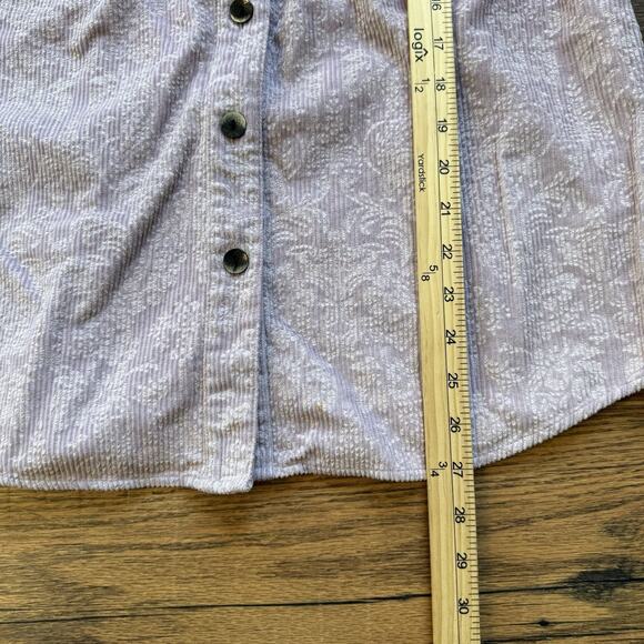 J.Jill Women’s M Button Front Corduroy Shirt Light Purple Textured Long Sleeve - Picture 7 of 8